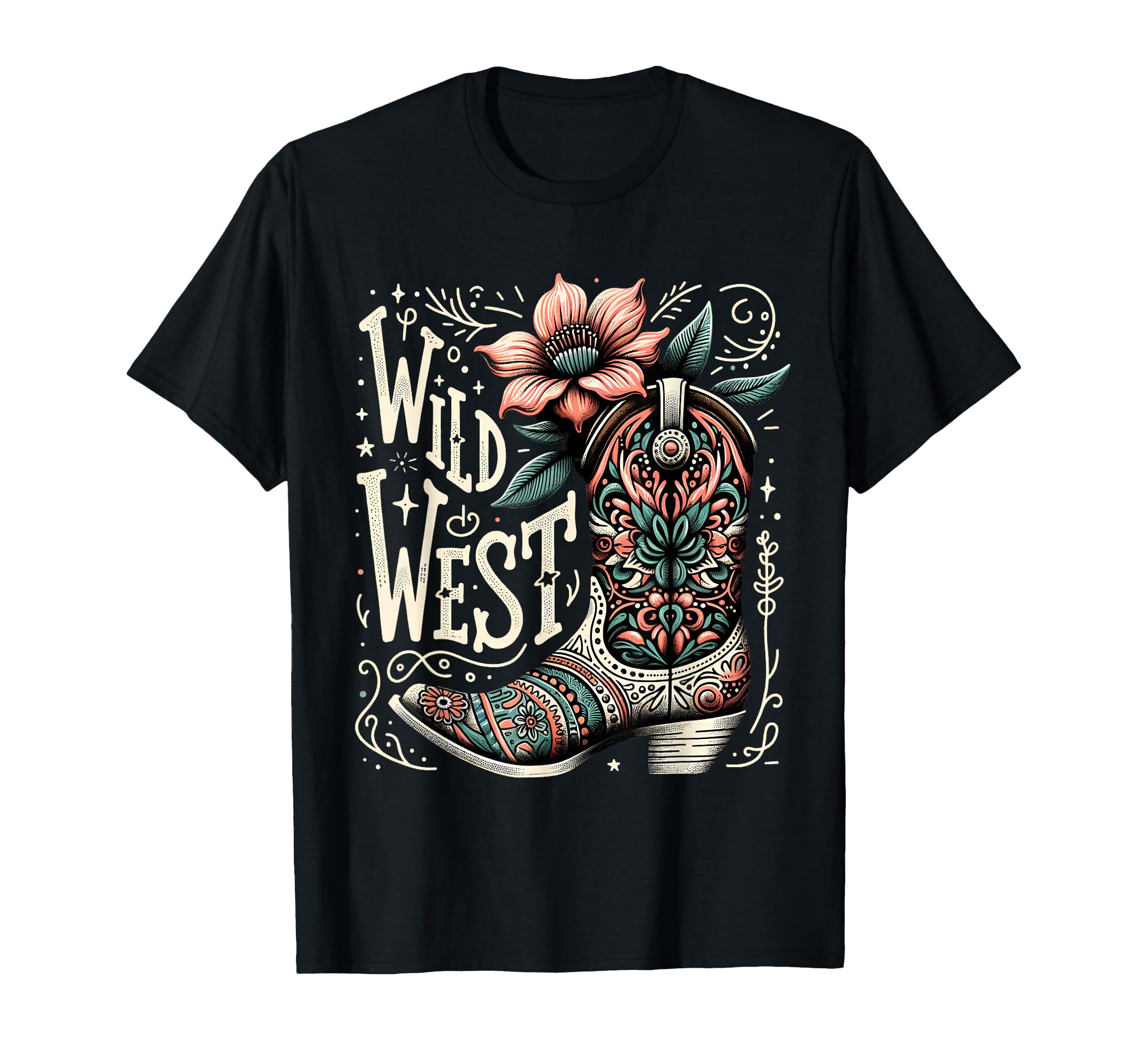 Wild West Country Music Cowgirl Boot T-Shirt - Trendy Graphic Unisex - T-Shirt, Sweatshirt, Hoodie