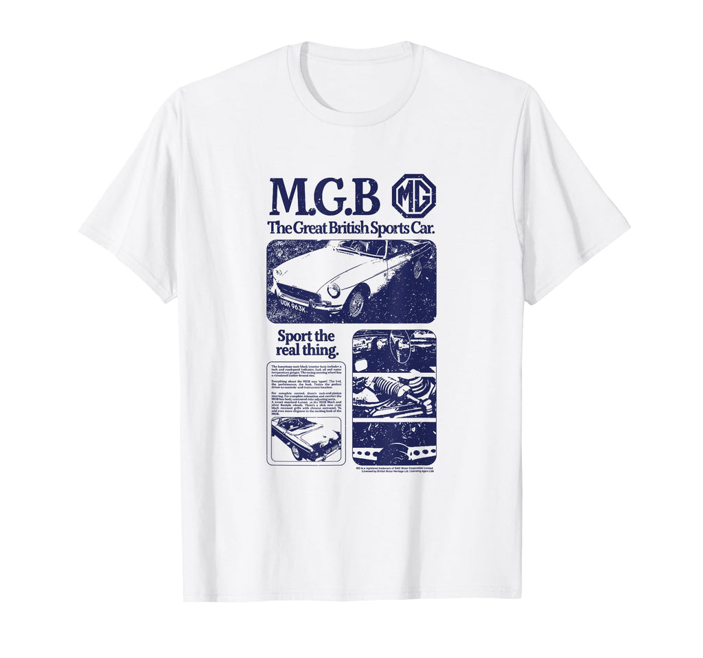 Mg Mgb Sports Car Promo Ad T-Shirt - Fun Novelty Design for Adults - T-Shirt, Sweatshirt, Hoodie