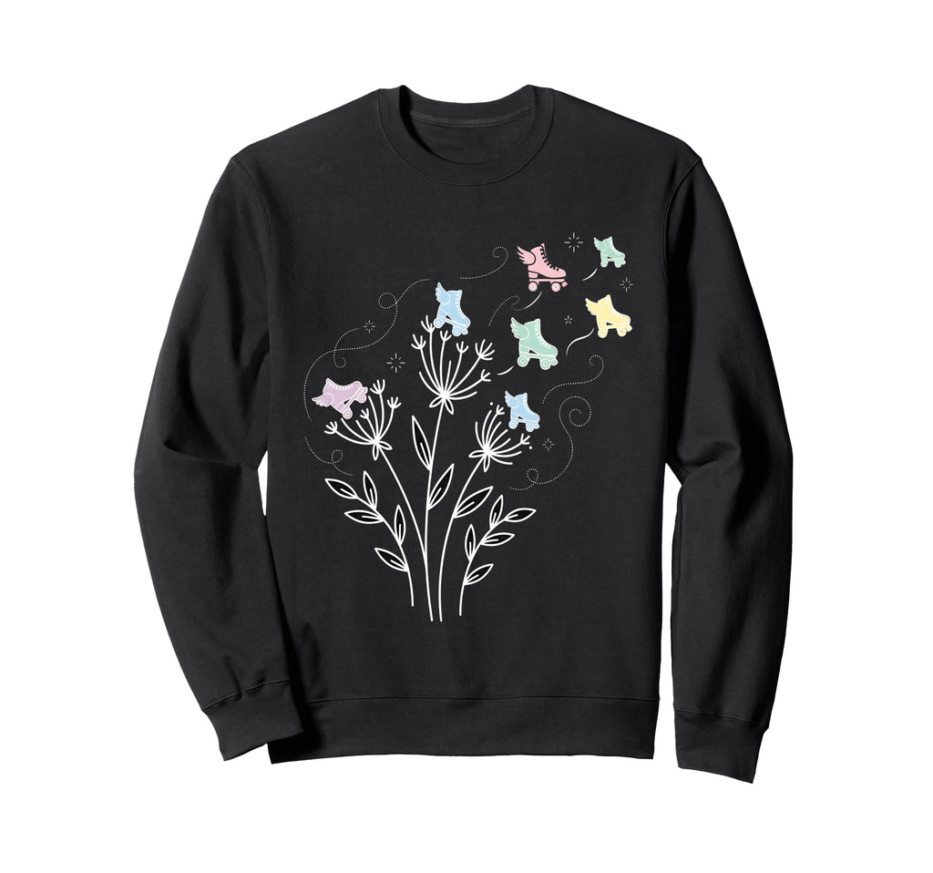 Whimsical Roller Skates Flowers Sweatshirt - Aesthetic Graphic Unisex - T-Shirt, Sweatshirt, Hoodie