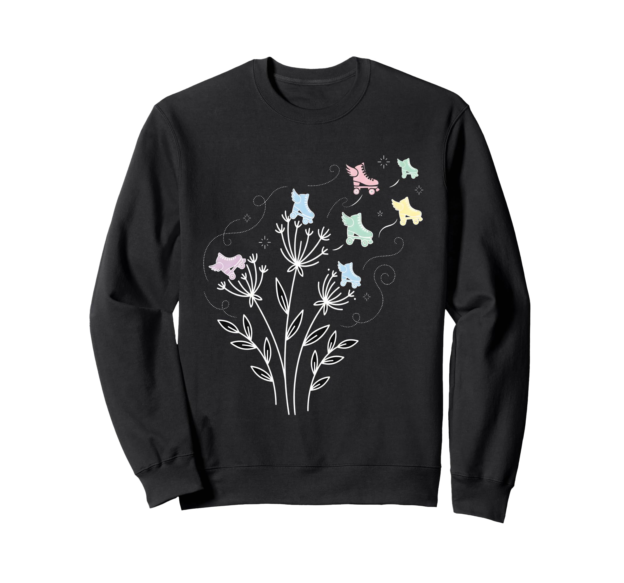 Whimsical Roller Skates Flowers Sweatshirt - Aesthetic Graphic Unisex - T-Shirt, Sweatshirt, Hoodie