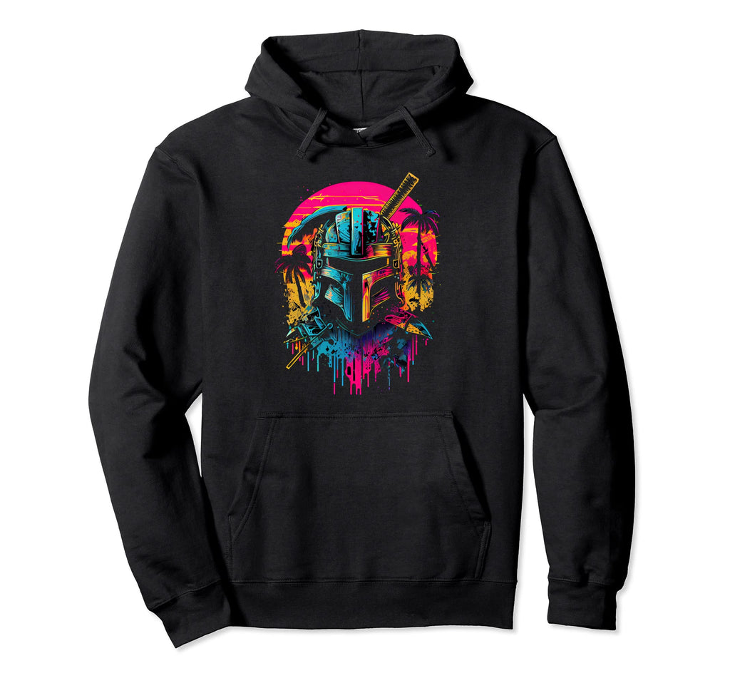 Samurai Synthwave Retrowave Colorful Hoodie - Streetwear Style for Adults - T-Shirt, Sweatshirt, Hoodie