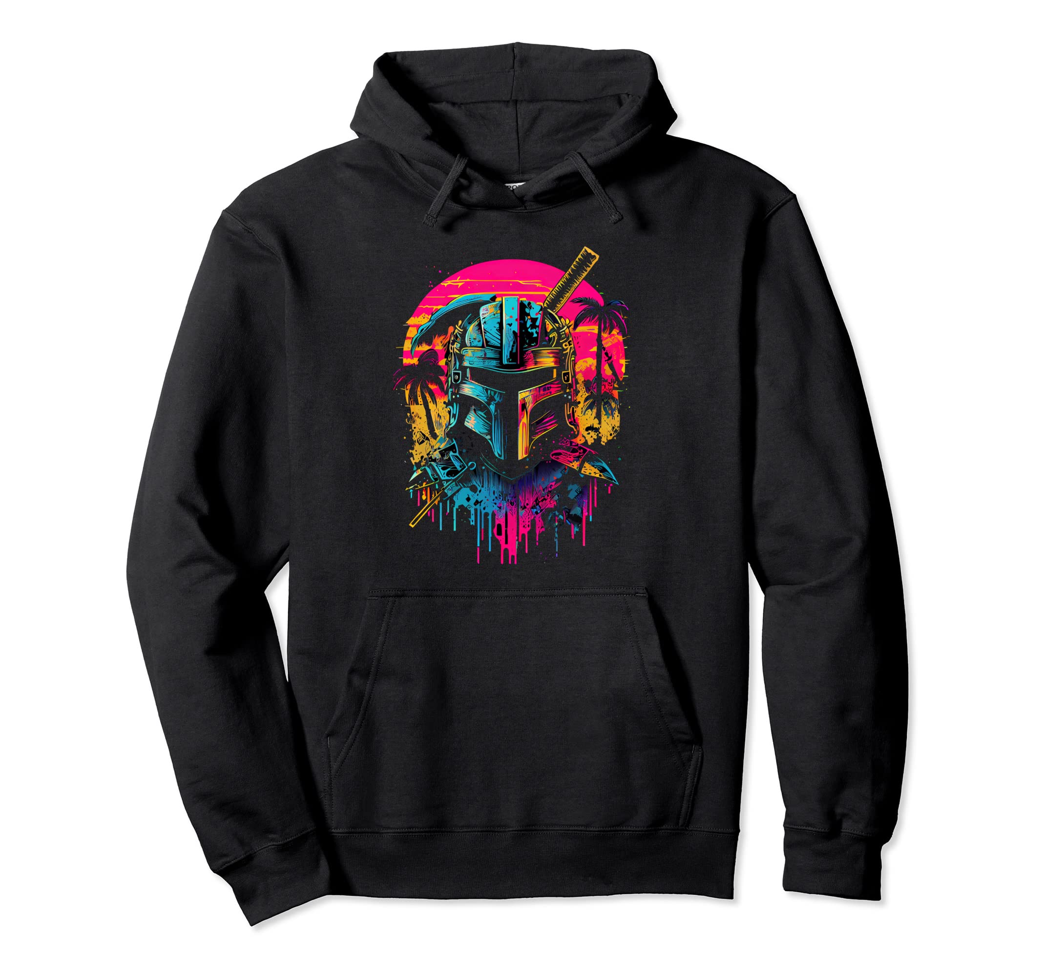 Samurai Synthwave Retrowave Colorful Hoodie - Streetwear Style for Adults - T-Shirt, Sweatshirt, Hoodie