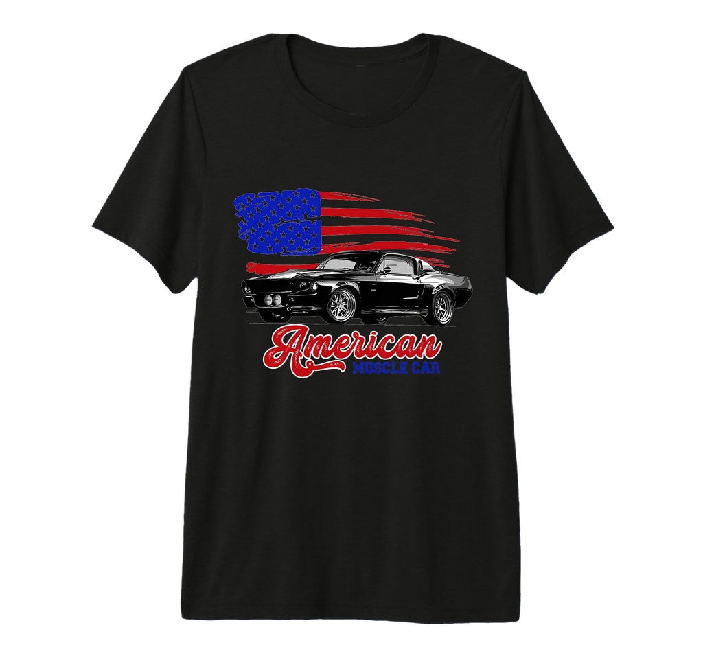 Muscle Car American Flag Tri Blend T-Shirt - Unique Graphic Men Women - T-Shirt, Sweatshirt, Hoodie