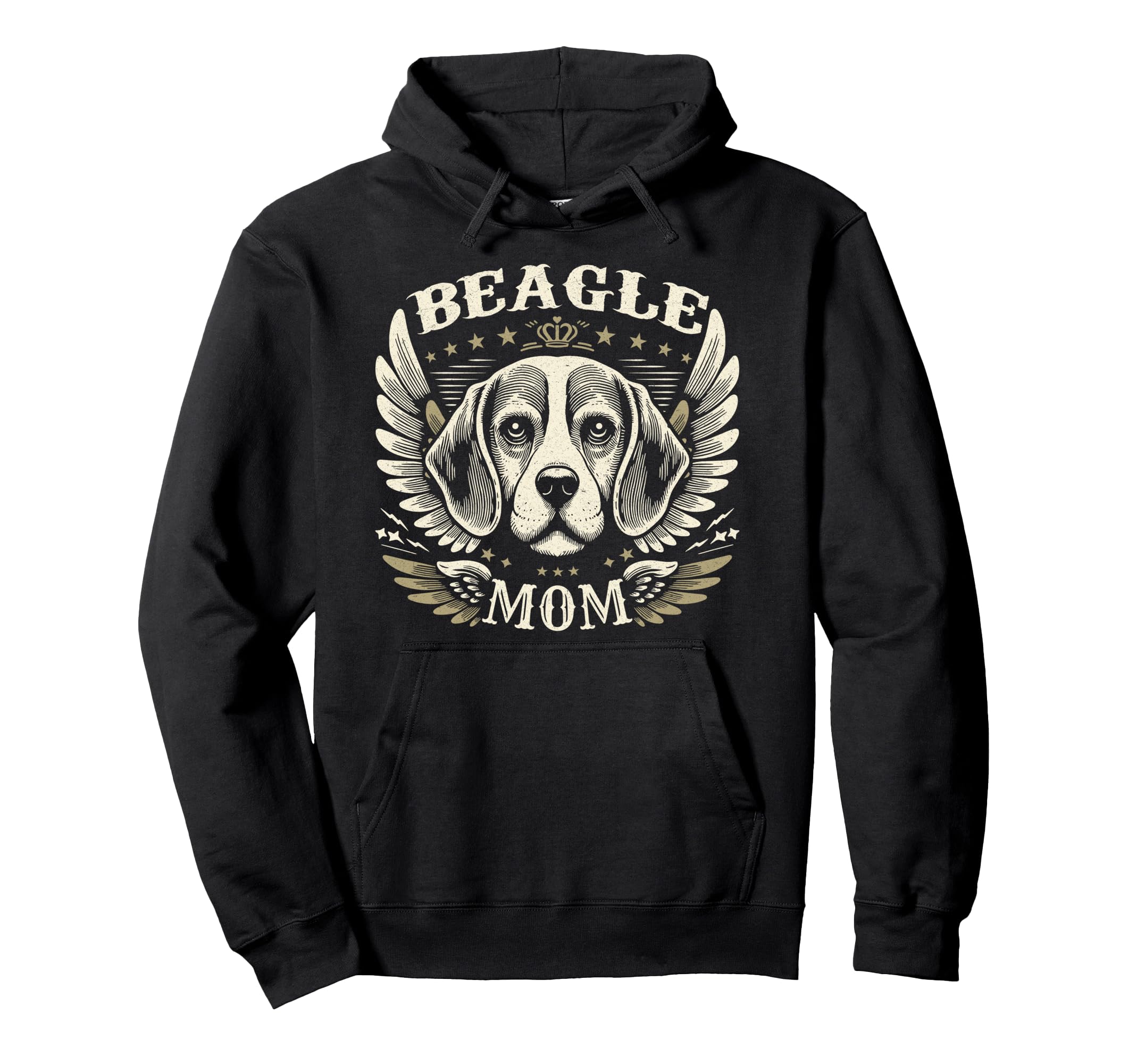 Beagle Mom Biker Wings Motorcycle Lover Hoodie - Fun Novelty Design Unisex - T-Shirt, Sweatshirt, Hoodie