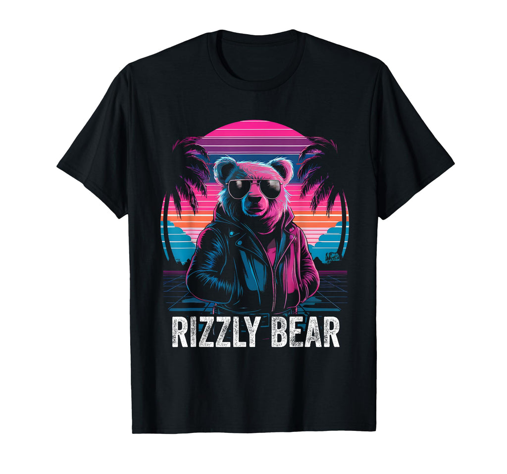 Rizzly Bear Synthwave Retrowave T-Shirt - Custom Art Print for Adults - T-Shirt, Sweatshirt, Hoodie