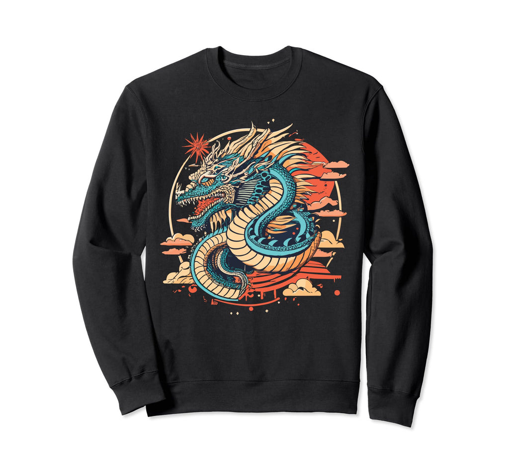 Dragon Techno Vaporwave Anime Sweatshirt - Unique Graphic Men Women - T-Shirt, Sweatshirt, Hoodie