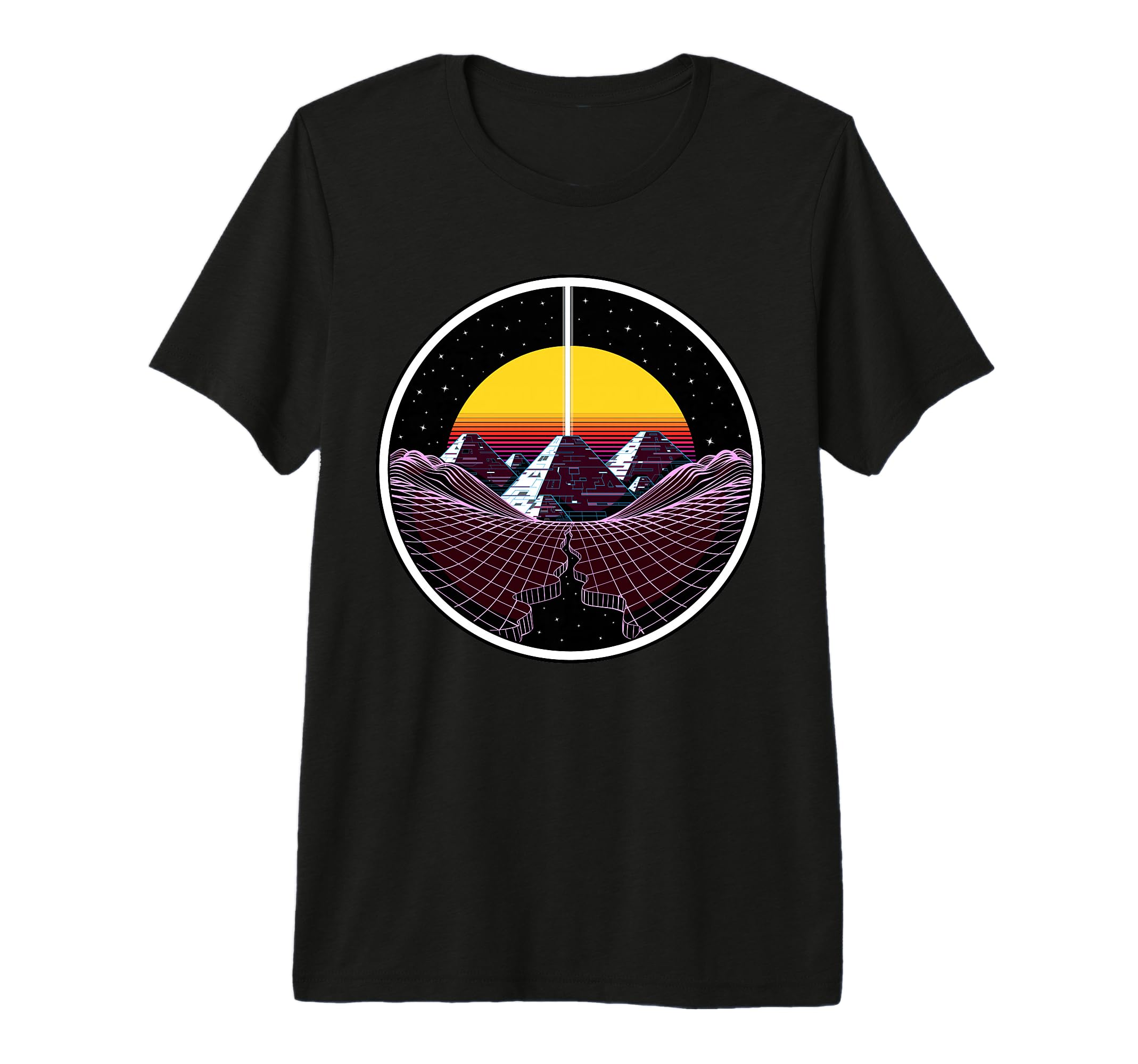Synthwave Pyramids Vaporwave 80S T-Shirt - Minimalist Print for Adults - T-Shirt, Sweatshirt, Hoodie