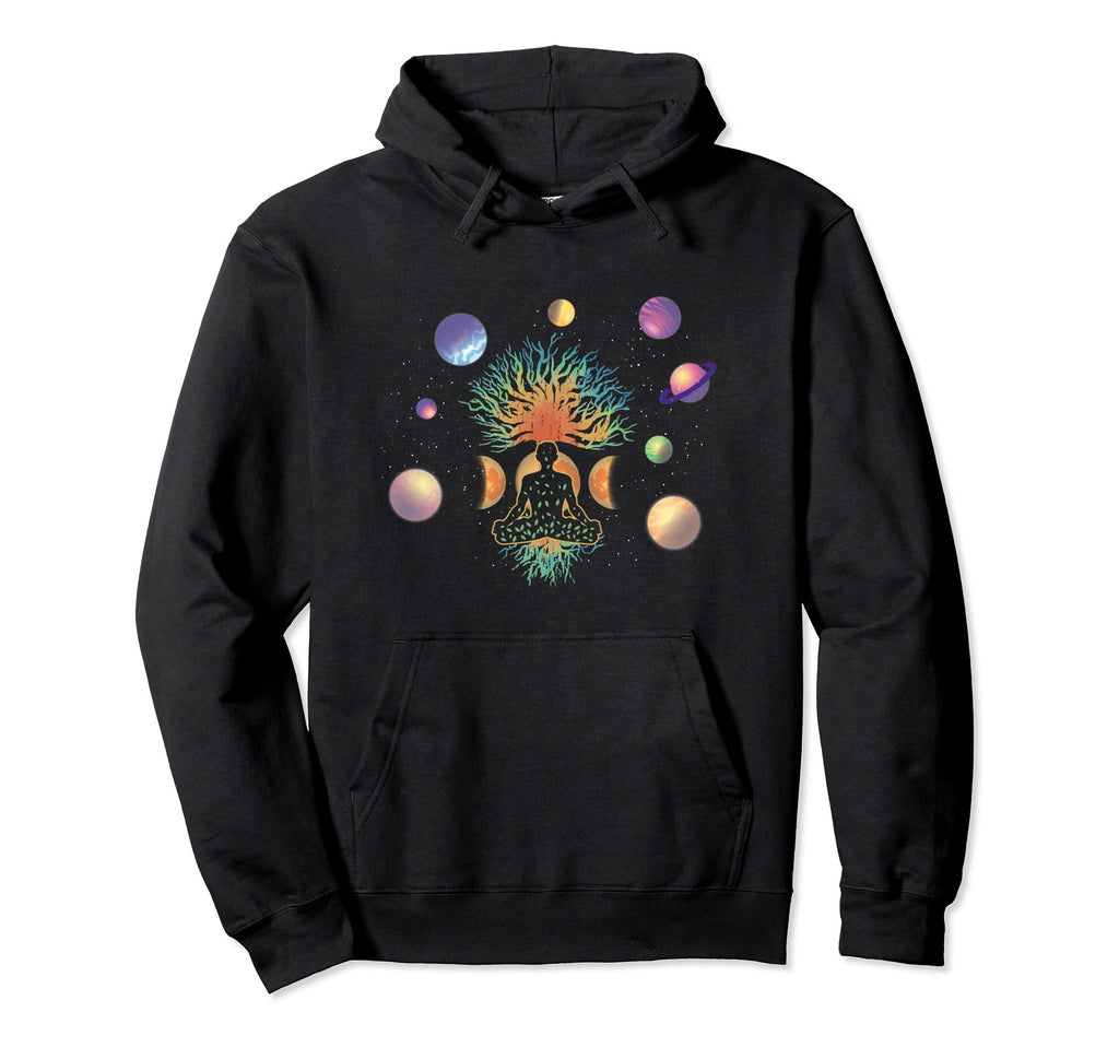 Tree Planets Yoga Meditation Hoodie - Minimalist Print for Adults - T-Shirt, Sweatshirt, Hoodie
