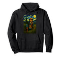 Starry Night Western Cowgirl Cat Van Gogh Hoodie - Trendy Graphic Unisex - T-Shirt, Sweatshirt, Hoodie
