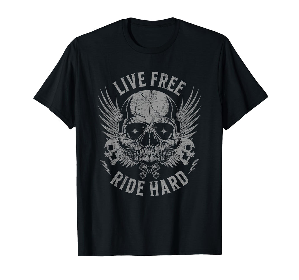 Live Free Ride Hard Motorcycle T-Shirt - Aesthetic Graphic Men Women - T-Shirt, Sweatshirt, Hoodie
