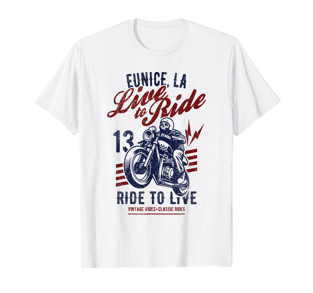 Eunice Louisiana Motorcycle Skull T-Shirt - Fun Novelty Design for Adults - T-Shirt, Sweatshirt, Hoodie