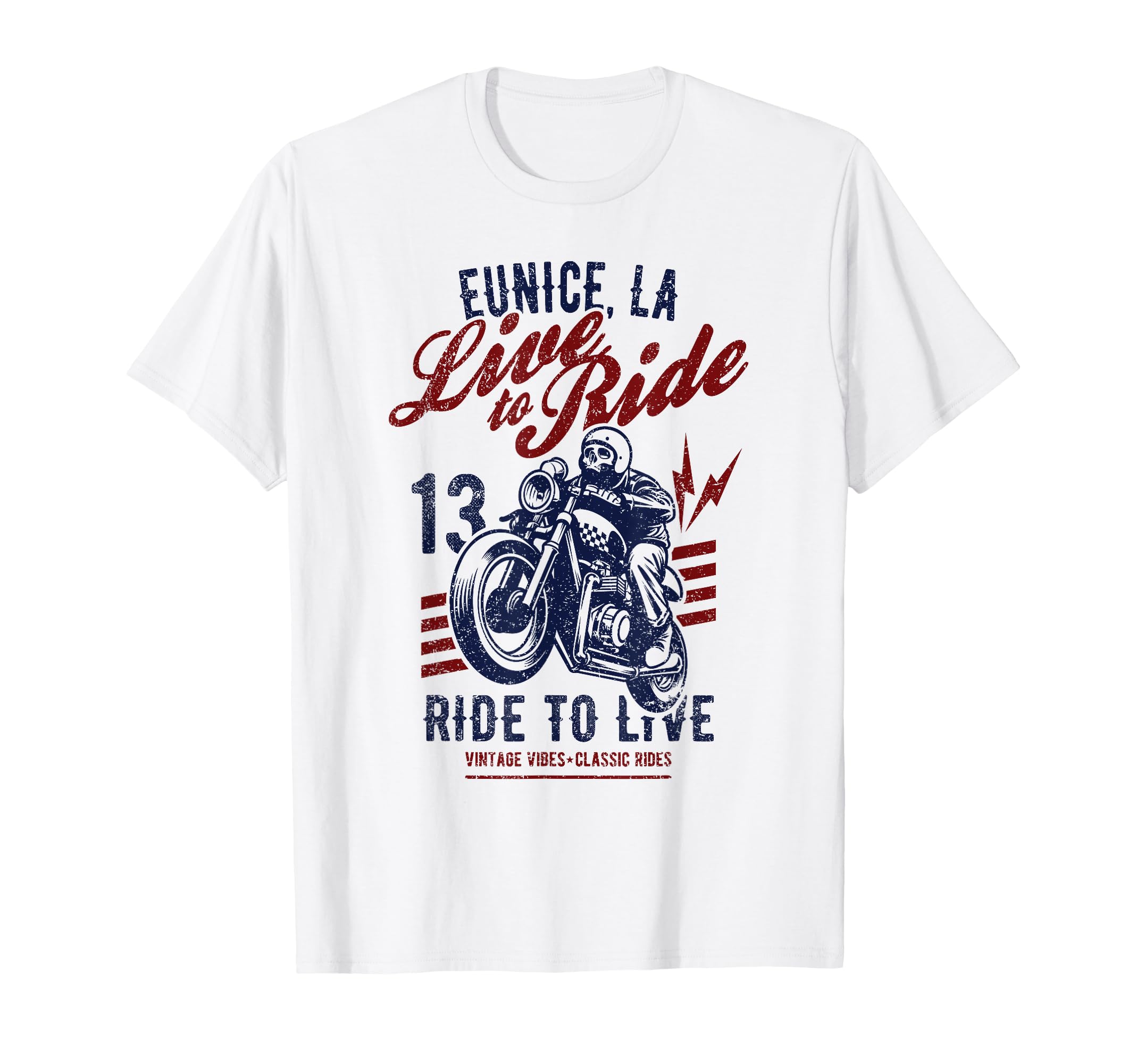 Eunice Louisiana Motorcycle Skull T-Shirt - Fun Novelty Design for Adults - T-Shirt, Sweatshirt, Hoodie