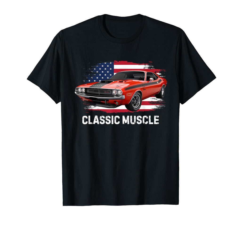 Muscle American Car Usa Flag Patriotic T-Shirt - Unique Graphic Unisex - T-Shirt, Sweatshirt, Hoodie
