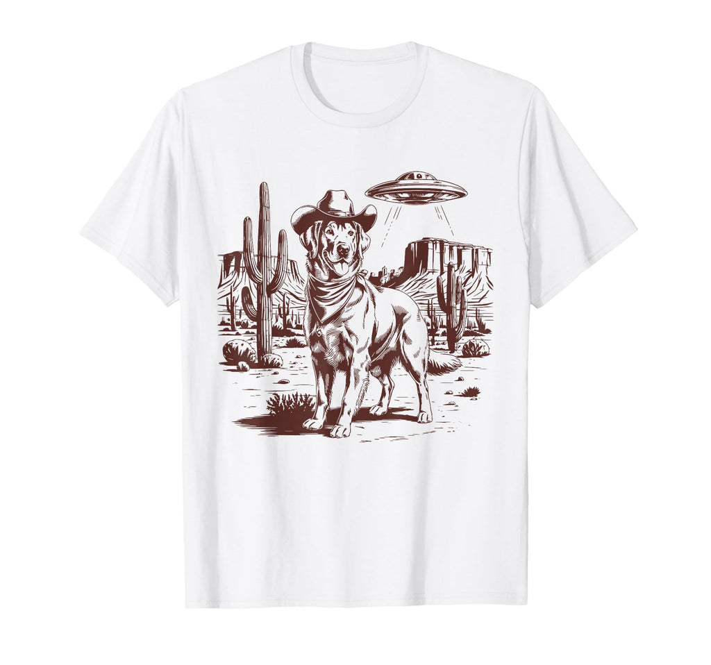Golden Retriever Ufo Western Alien 90S T-Shirt - Graphic Print Men Women - T-Shirt, Sweatshirt, Hoodie
