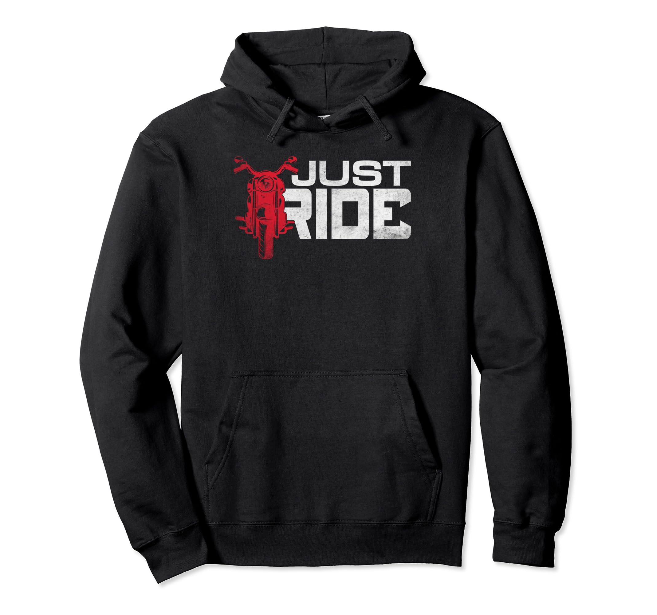 Distressed Just Ride Motorcycle Biker Hoodie - Graphic Print Unisex - T-Shirt, Sweatshirt, Hoodie