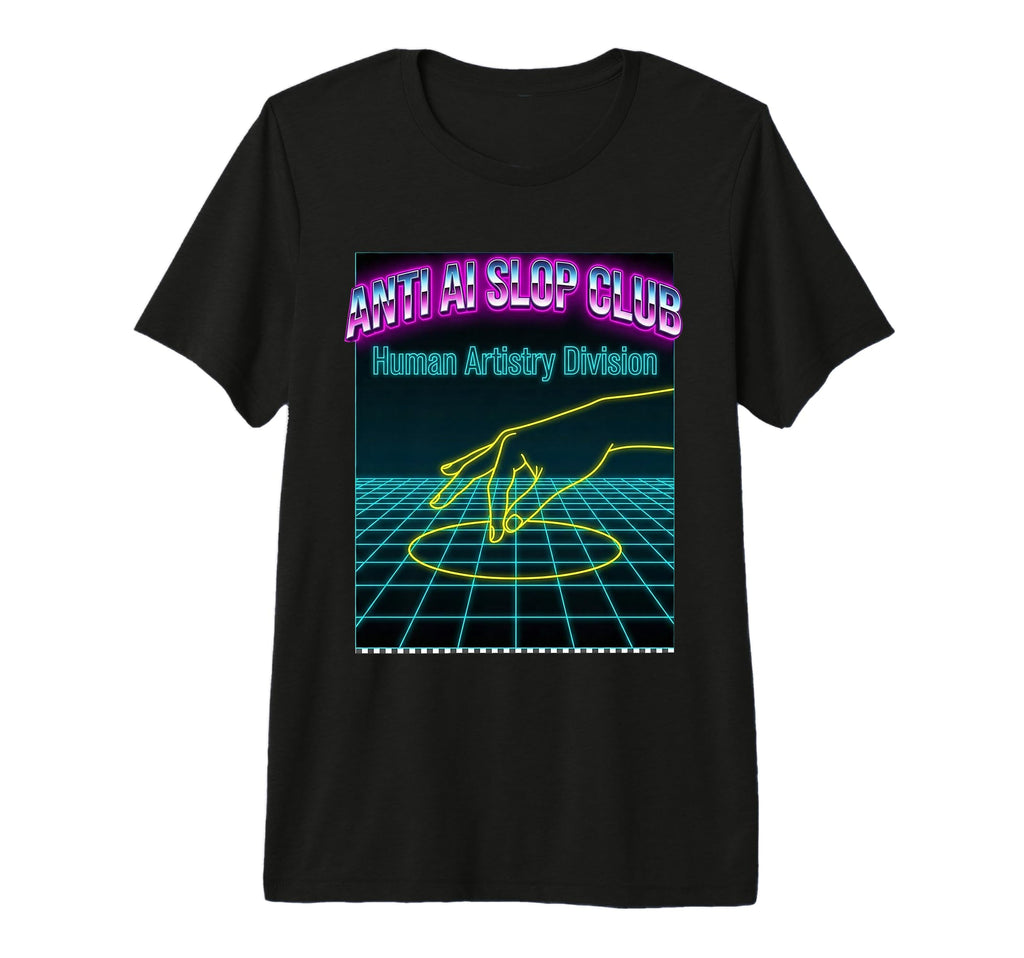Anti Ai Slop Club Vaporwave Human T-Shirt - Fun Novelty Design Unisex - T-Shirt, Sweatshirt, Hoodie