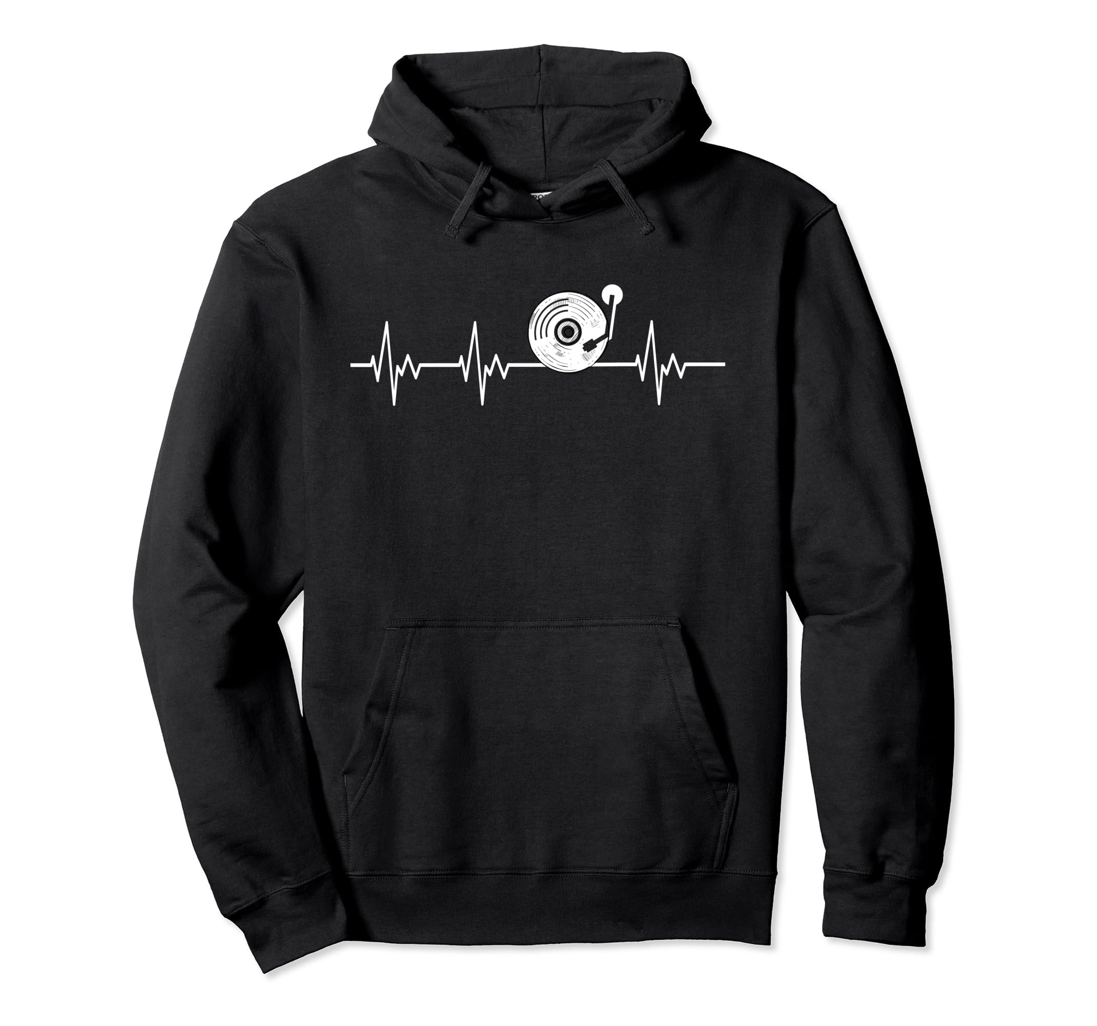 Vinyl Record Heartbeat Record Player Dj Hoodie - Minimalist Print Unisex - T-Shirt, Sweatshirt, Hoodie