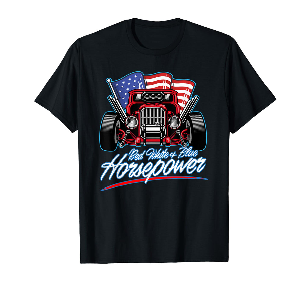 Hot Rod Car Red White And Blue T-Shirt - Casual Everyday Wear Unisex - T-Shirt, Sweatshirt, Hoodie