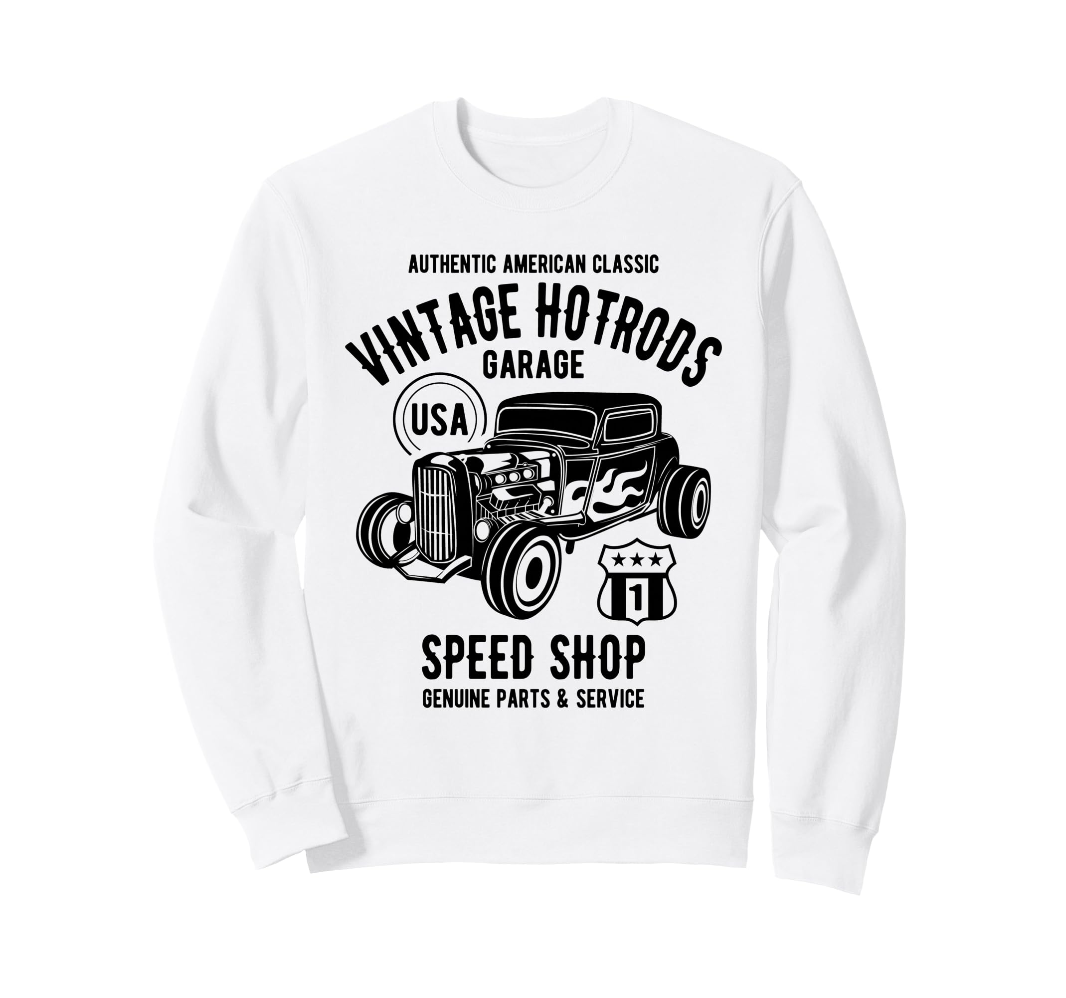Speed Shop Hotrod Car Distressed Sweatshirt - Fun Novelty Design for Adults - T-Shirt, Sweatshirt, Hoodie