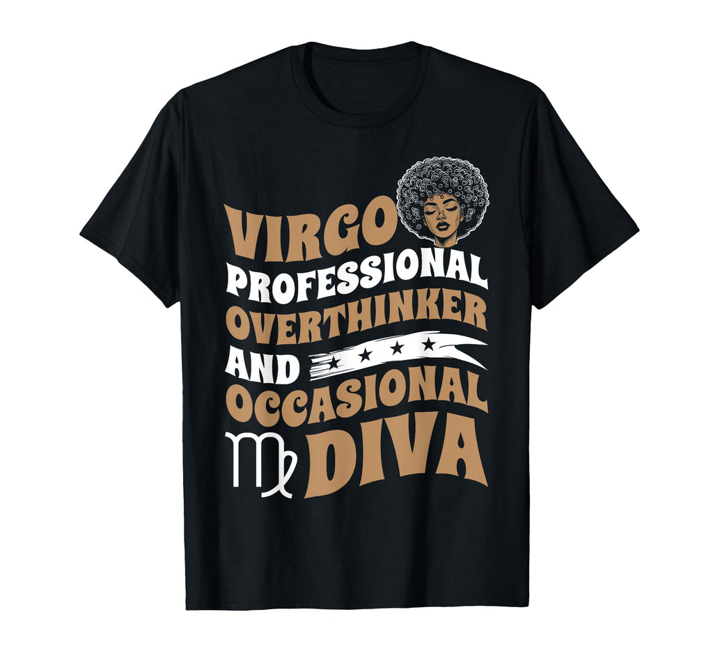 Virgo Professional Overthinker Black T-Shirt - Aesthetic Graphic Men Women - T-Shirt, Sweatshirt, Hoodie