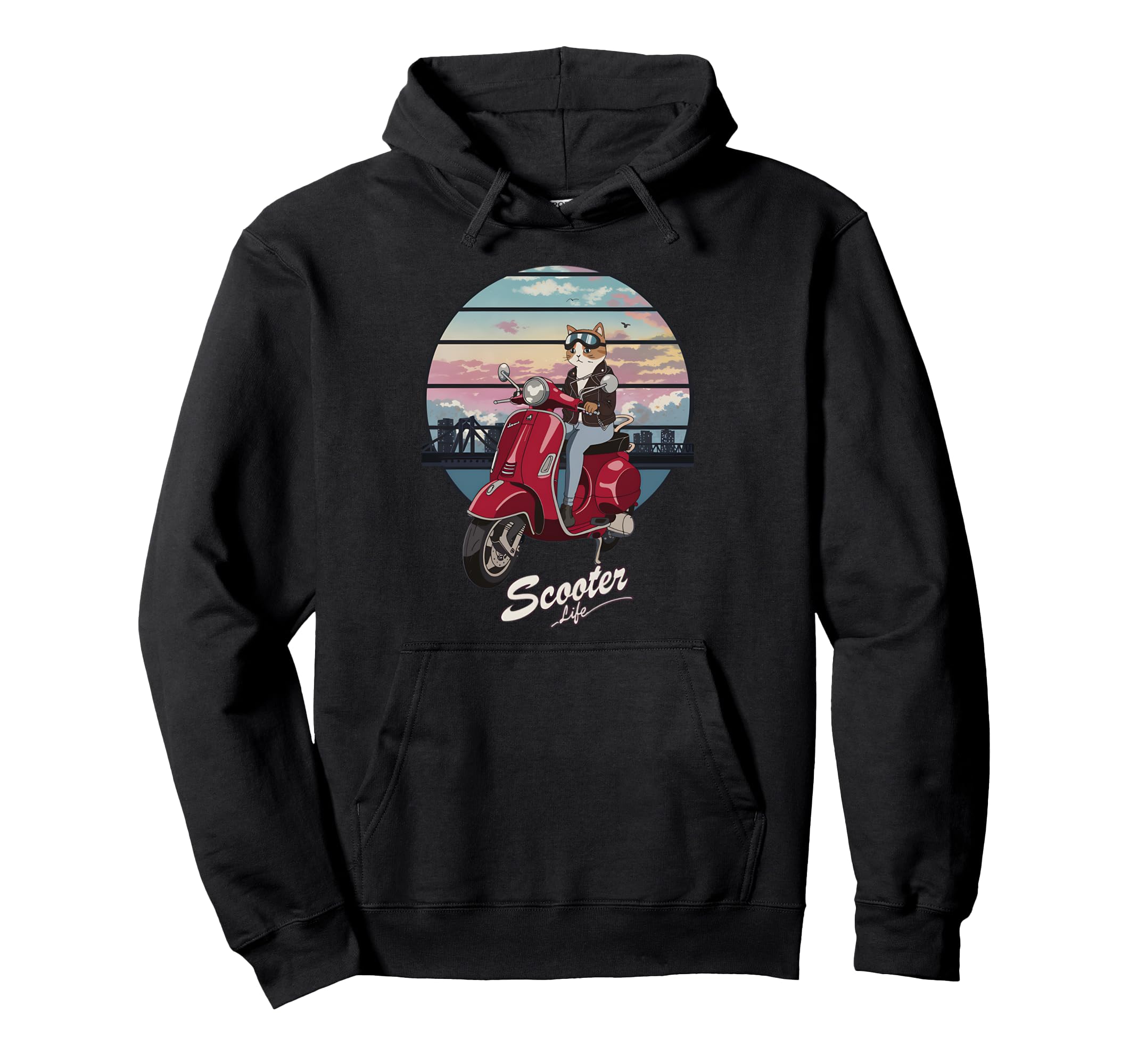 Two Wheels Red Scooter Life Funny Hoodie - Casual Everyday Wear Men Women - T-Shirt, Sweatshirt, Hoodie