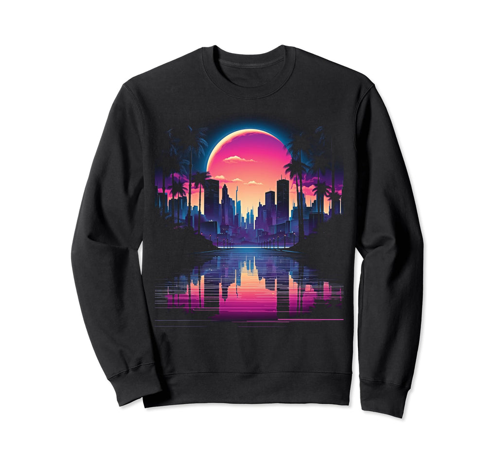 Vaporwave Cityscape 80S Synthwave 11 Sweatshirt - Unique Graphic Unisex - T-Shirt, Sweatshirt, Hoodie