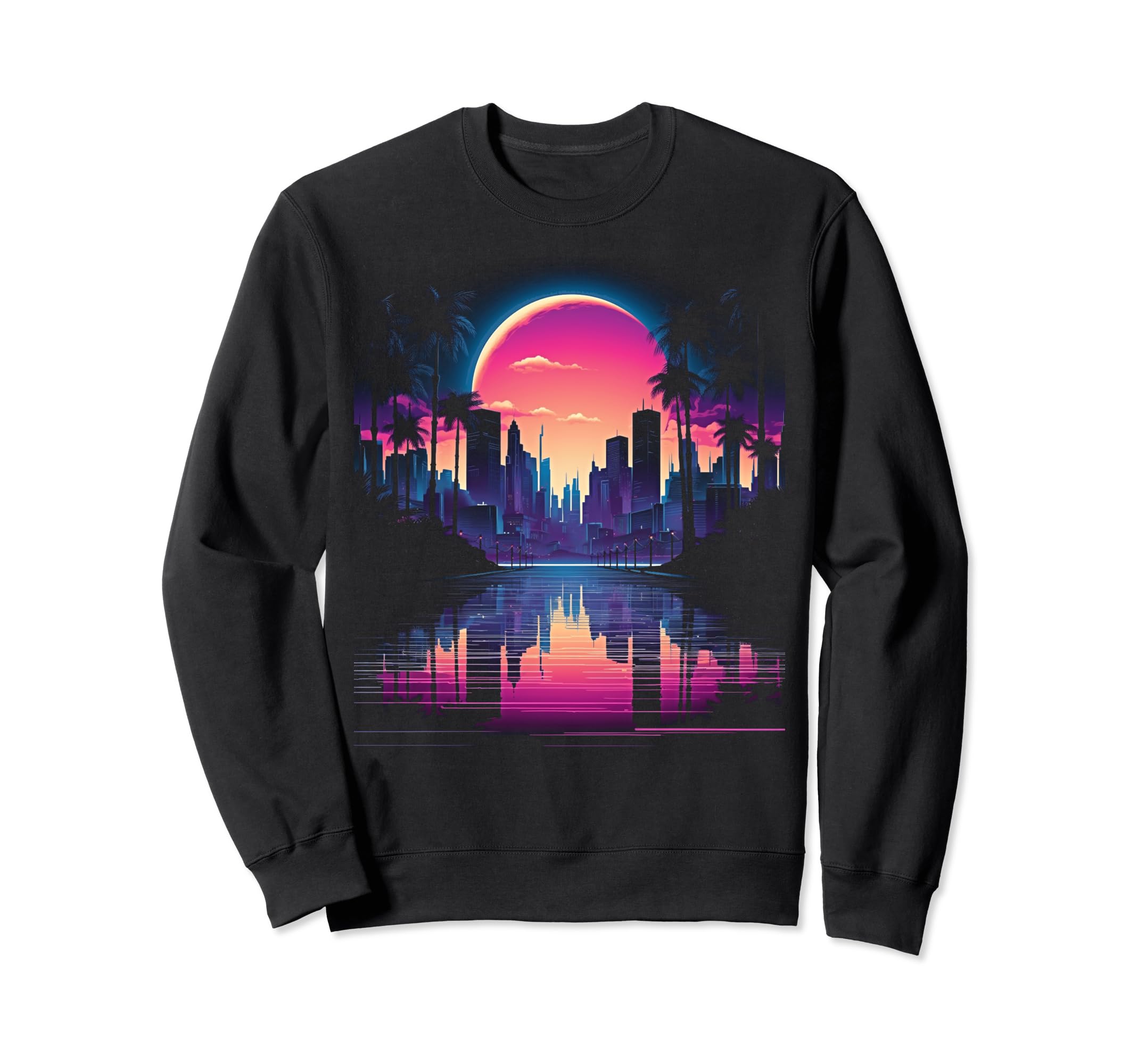 Vaporwave Cityscape 80S Synthwave Sweatshirt - Streetwear Style Men Women - T-Shirt, Sweatshirt, Hoodie