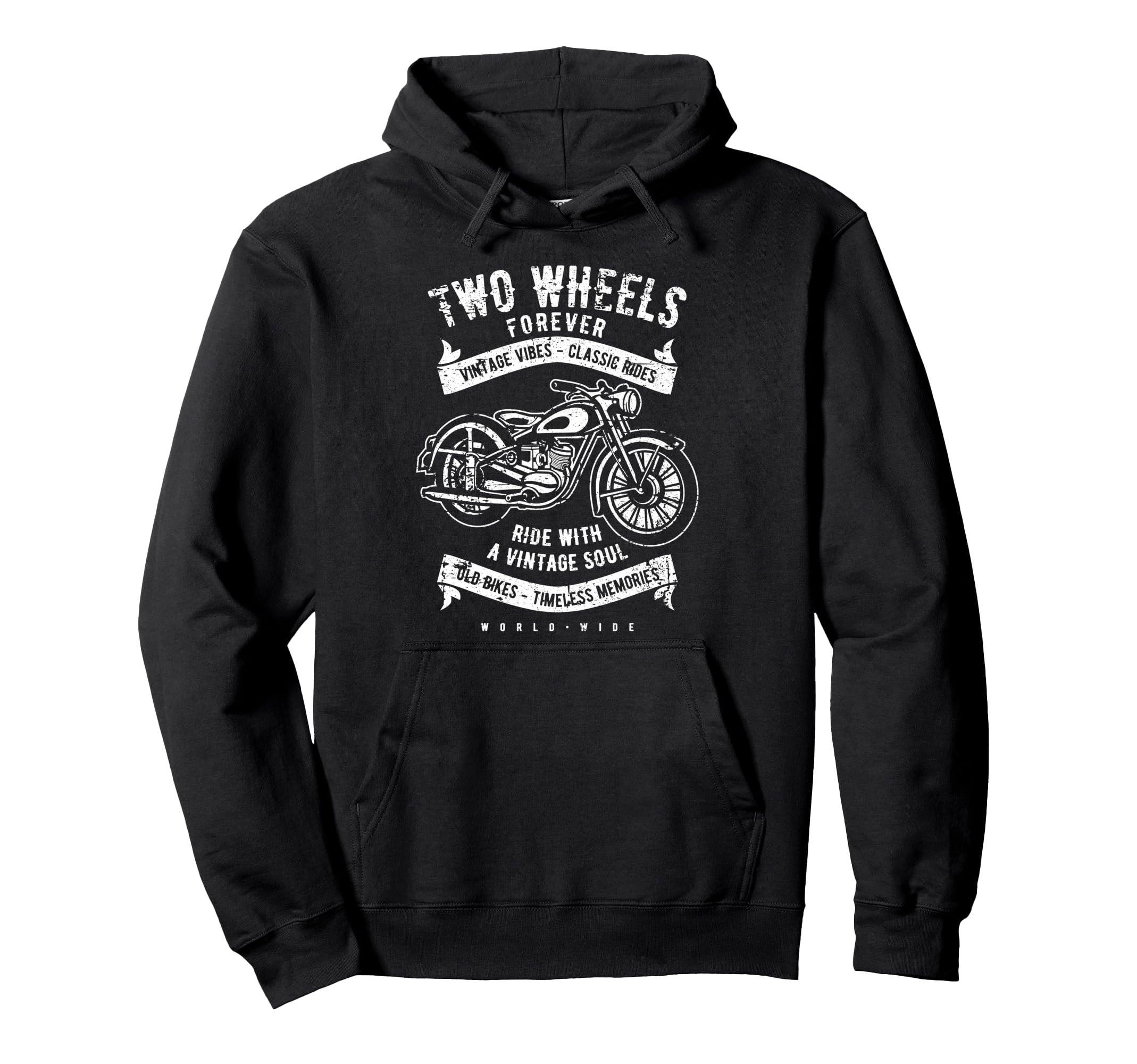 Two Wheels Forever Motorcycle Hoodie - Fun Novelty Design Men Women - T-Shirt, Sweatshirt, Hoodie