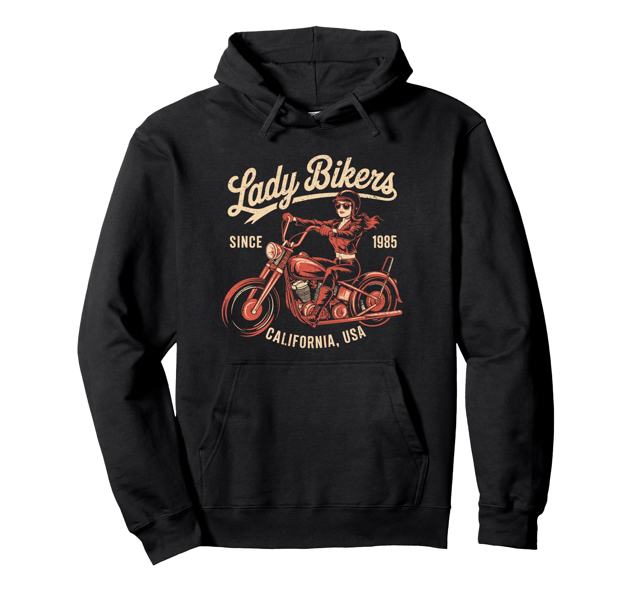 Lady Bikers Since 1985 Motorcycle Ride Hoodie - Novelty Apparel for Adults - T-Shirt, Sweatshirt, Hoodie