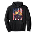 American Flag Motorcycle Patriotic Hoodie - Casual Everyday Wear Men Women - T-Shirt, Sweatshirt, Hoodie