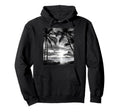Black White Photo Palm Trees Sunset Hoodie - Unique Graphic for Adults - T-Shirt, Sweatshirt, Hoodie