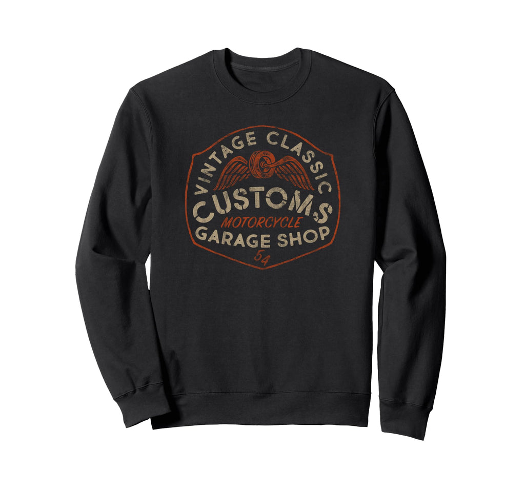 Customs Motorcycle Garage Shop 54 C2 Sweatshirt - Trendy Graphic Unisex - T-Shirt, Sweatshirt, Hoodie