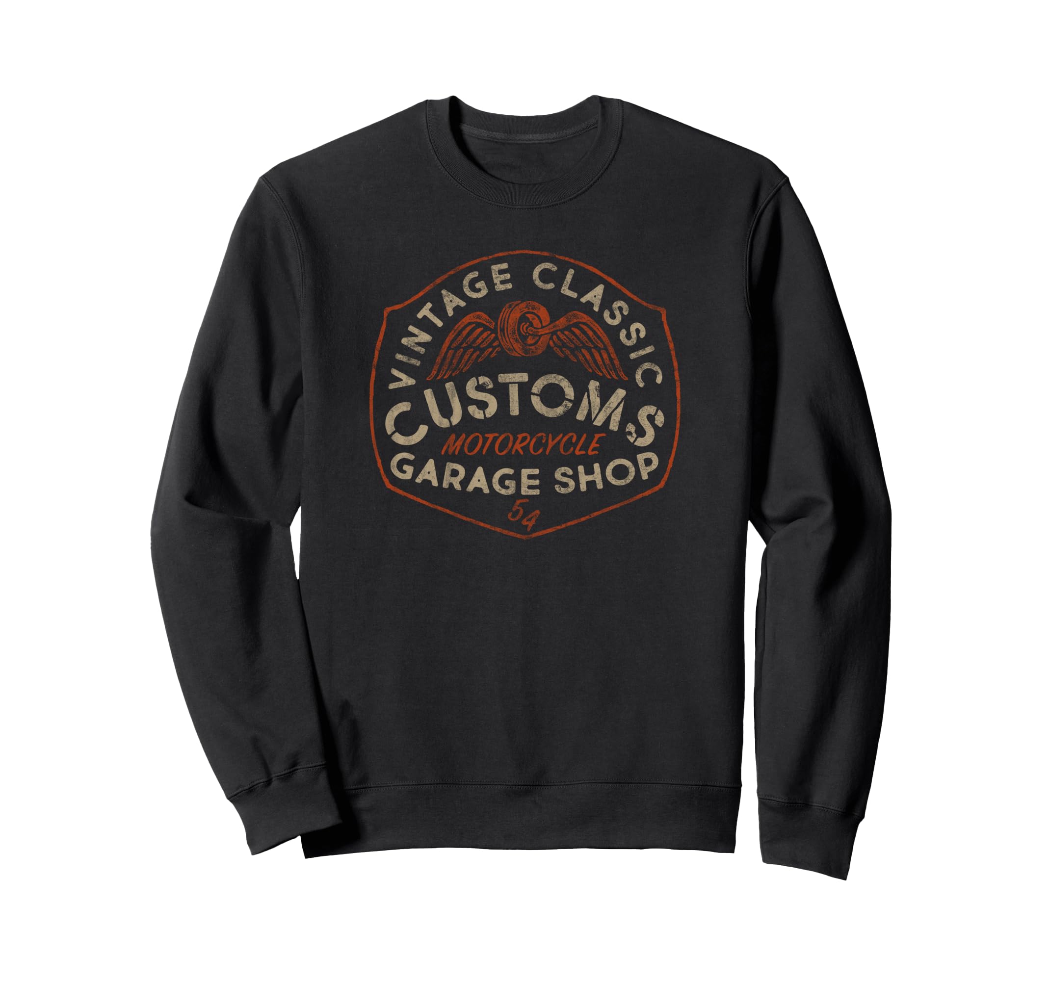 Customs Motorcycle Garage Shop 54 C2 Sweatshirt - Trendy Graphic Unisex - T-Shirt, Sweatshirt, Hoodie