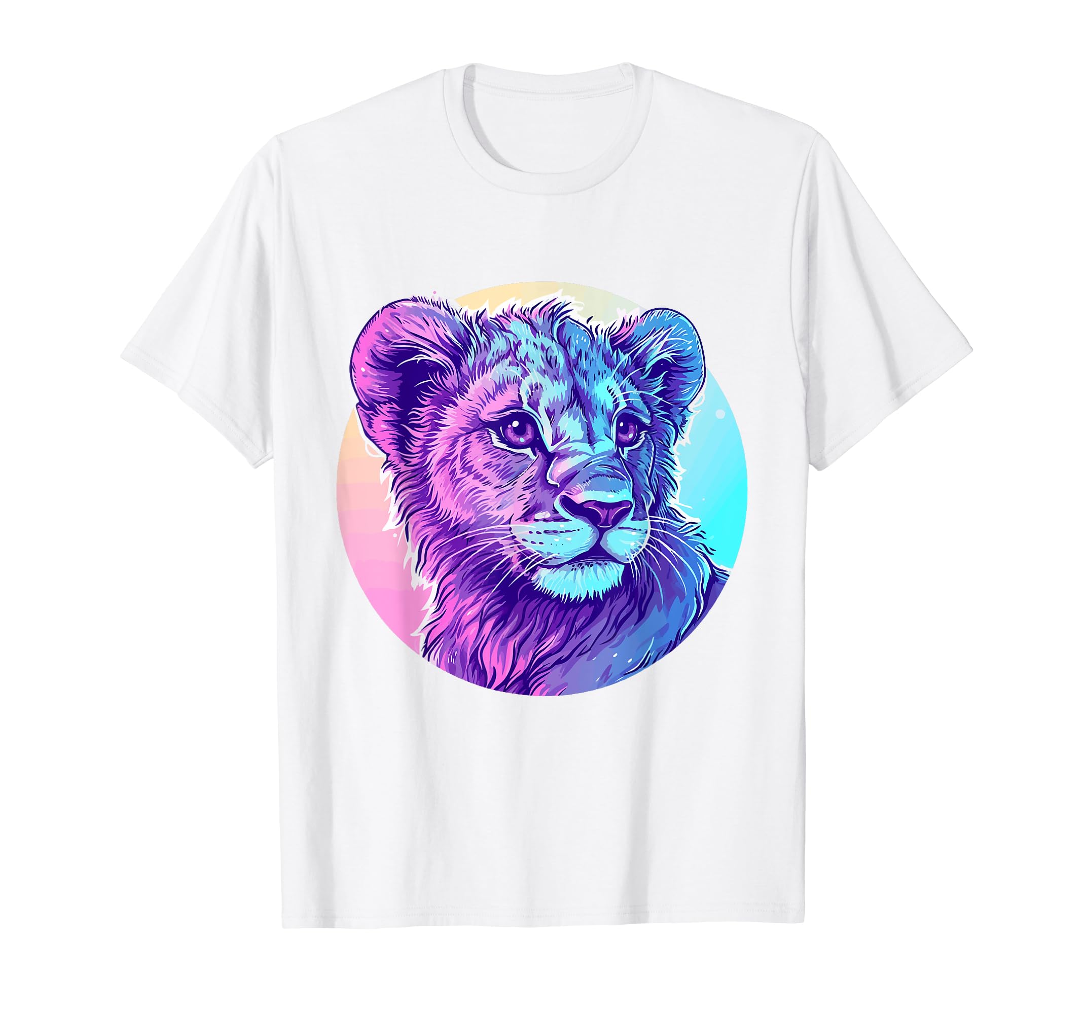 Lion 80S Synthwave And Neon Colors T-Shirt - Graphic Print for Adults - T-Shirt, Sweatshirt, Hoodie