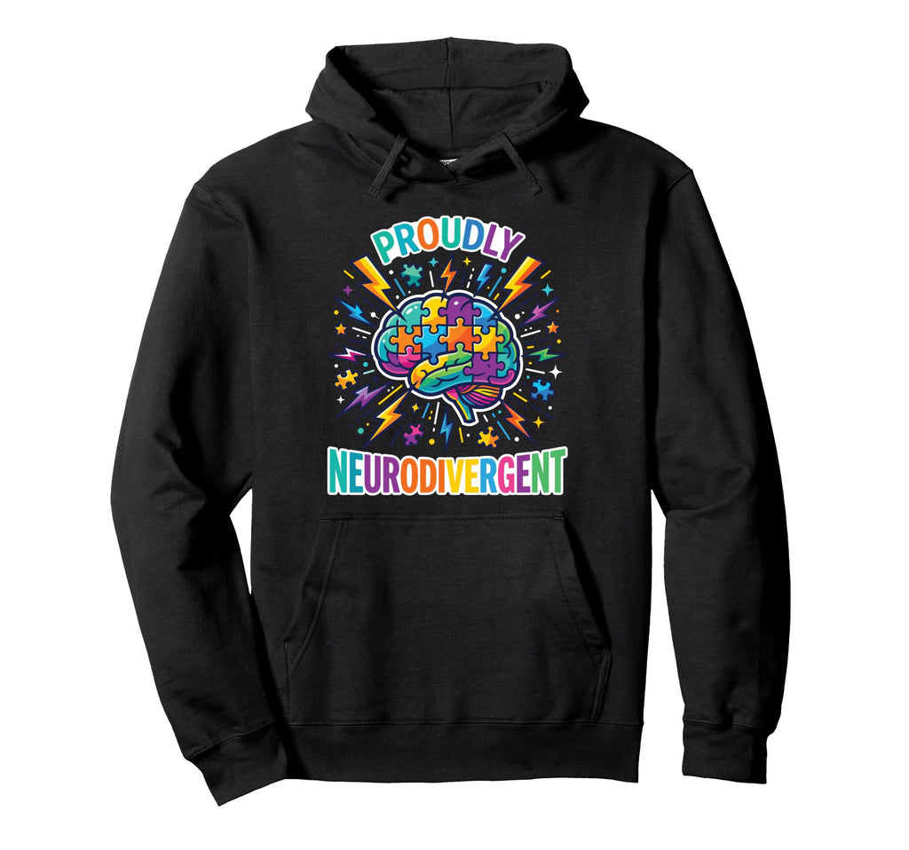 Proudly Neurodivergent Brain Puzzle Hoodie - Casual Everyday Wear Unisex - T-Shirt, Sweatshirt, Hoodie