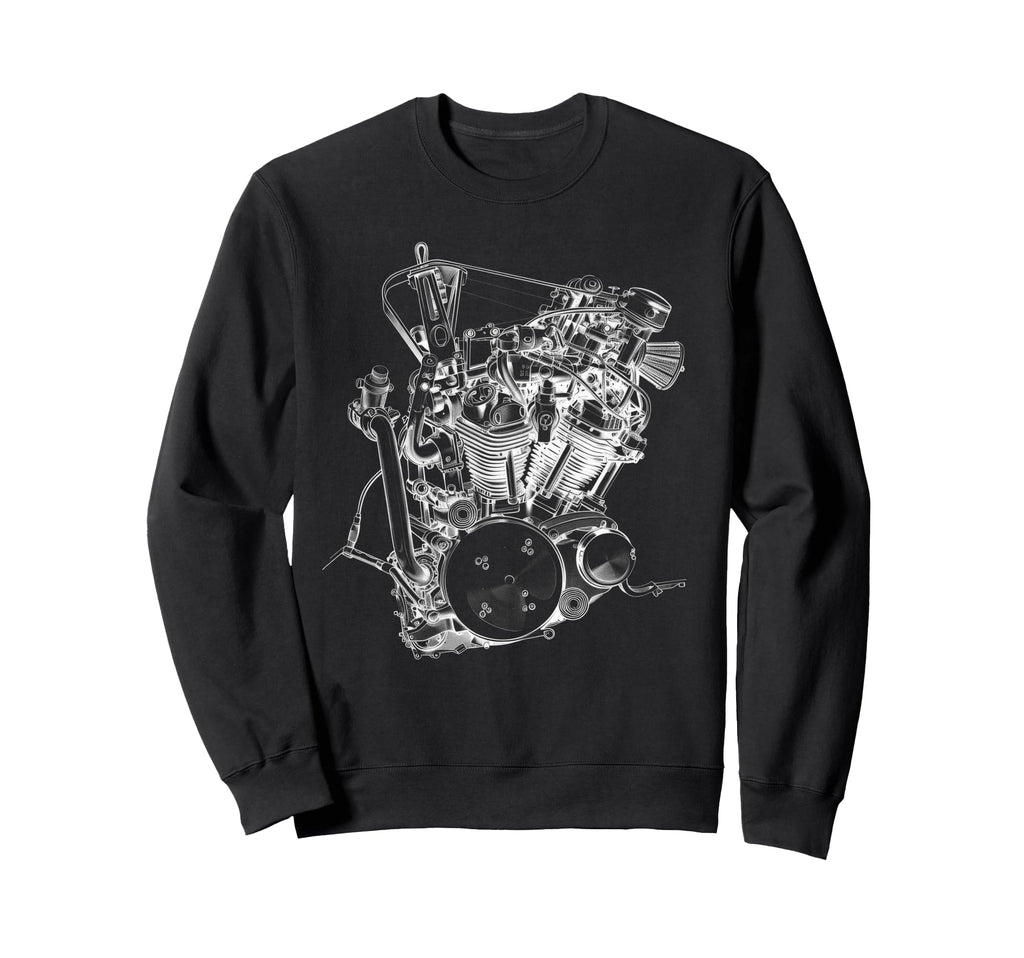 Motorcycle Engine Blueprint Diagram Sweatshirt - Fun Novelty Design Unisex - T-Shirt, Sweatshirt, Hoodie