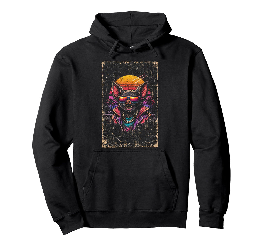 80S Synthwave Bat Hoodie - Trendy Graphic for Adults - T-Shirt, Sweatshirt, Hoodie