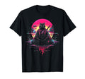 Synthwave Cat Samurai Mediation T-Shirt - Fun Novelty Design Men Women - T-Shirt, Sweatshirt, Hoodie
