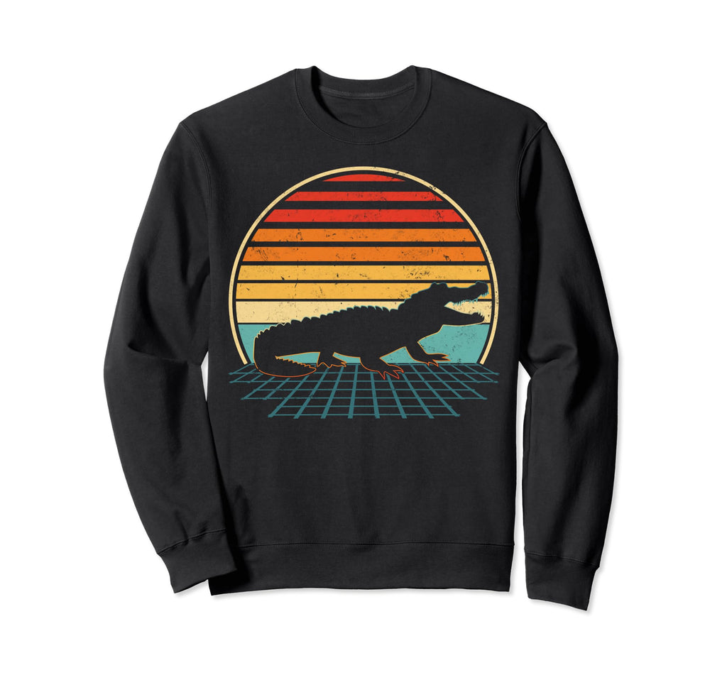 Distressed 70S 80S Alligator Sweatshirt - Custom Art Print for Adults - T-Shirt, Sweatshirt, Hoodie