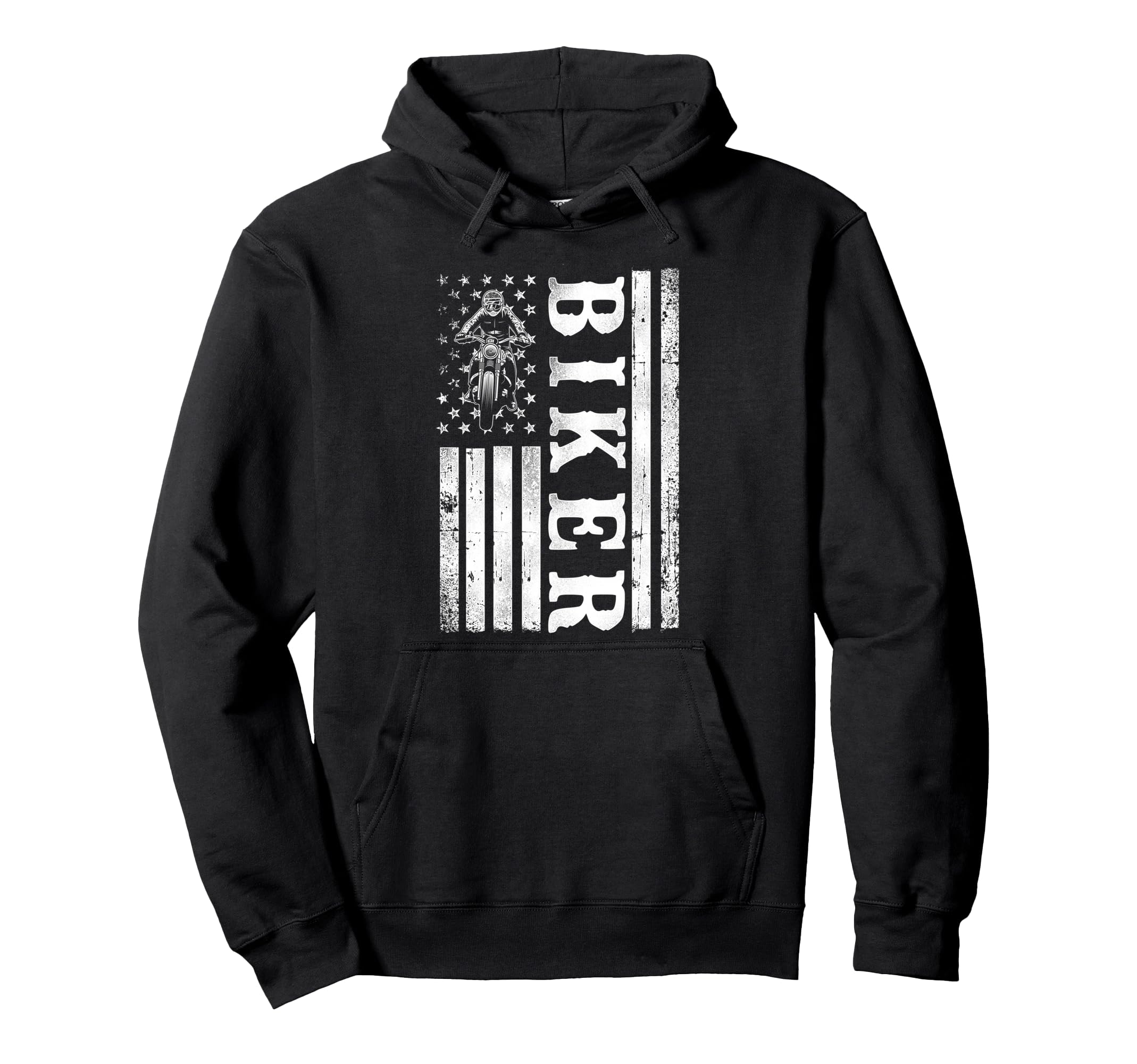 Motorcycle Biker American Flag Biker Hoodie - Novelty Apparel Unisex - T-Shirt, Sweatshirt, Hoodie