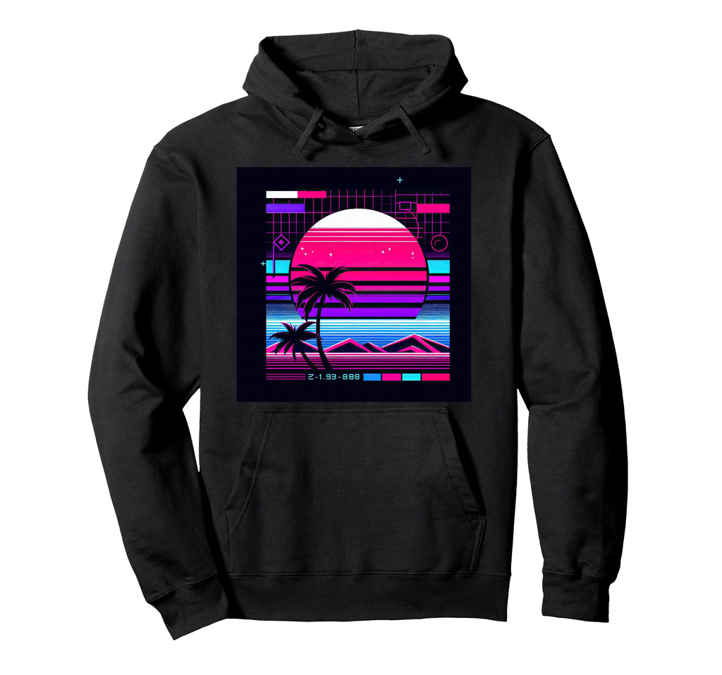Synthwave Vaporwave Tropical Palm Hoodie - Minimalist Print Men Women - T-Shirt, Sweatshirt, Hoodie