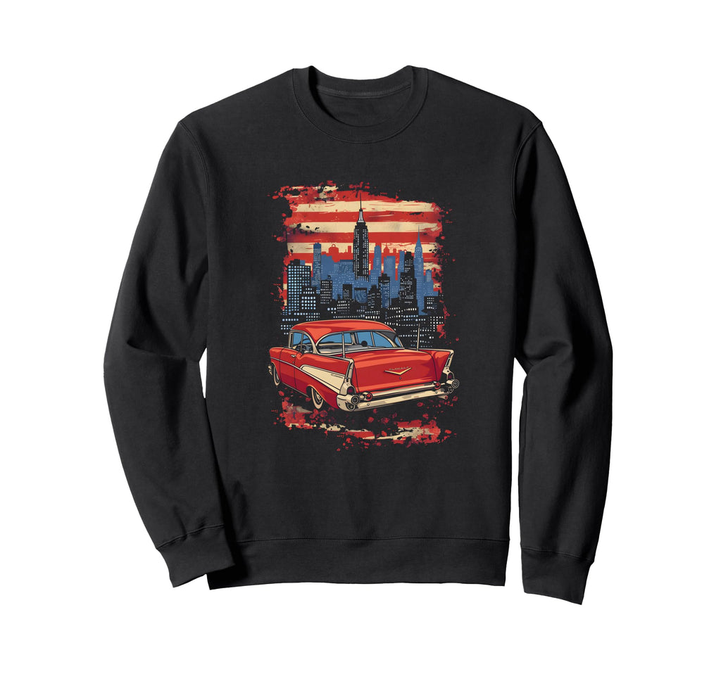 Us Flags Car Patriotic Car Sweatshirt - Casual Everyday Wear Men Women - T-Shirt, Sweatshirt, Hoodie