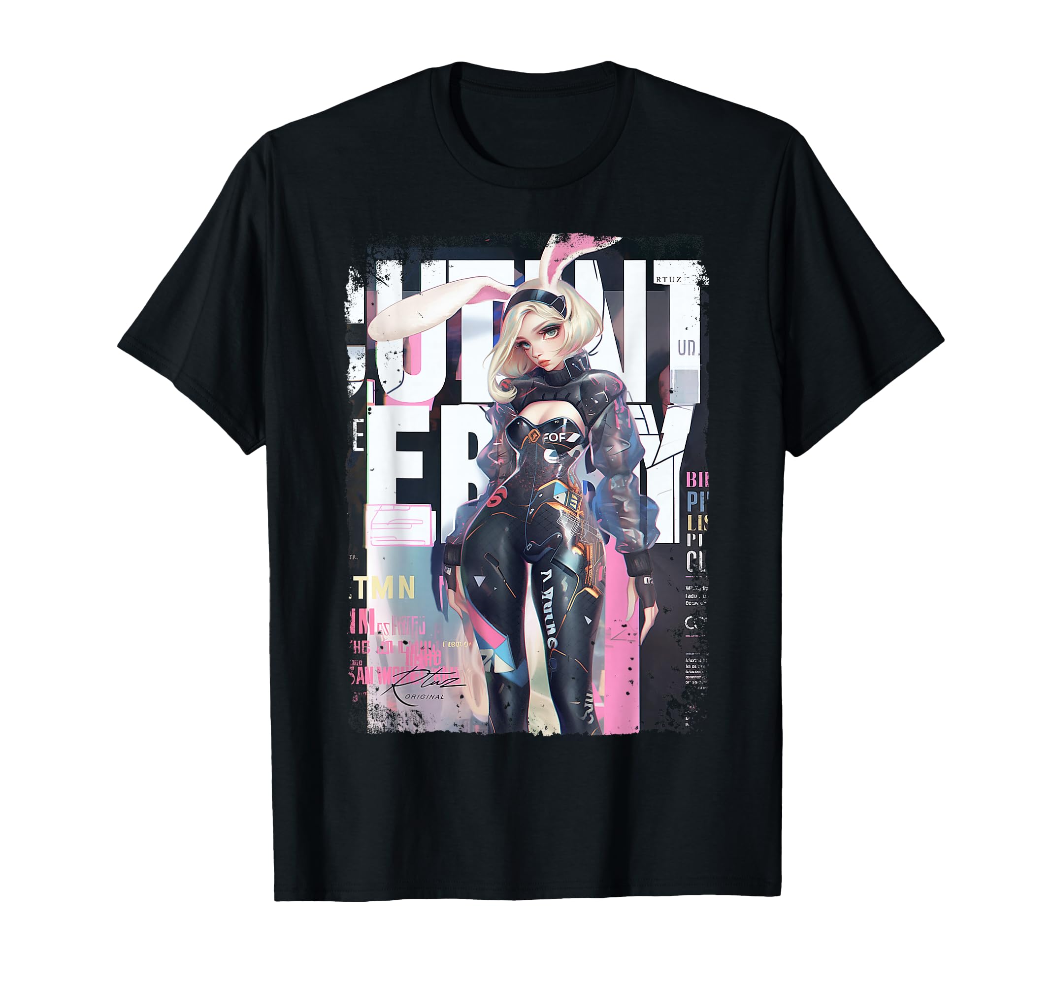 Magazine Cover Bunny Collage Sexy Model T-Shirt - Unique Graphic Unisex - T-Shirt, Sweatshirt, Hoodie