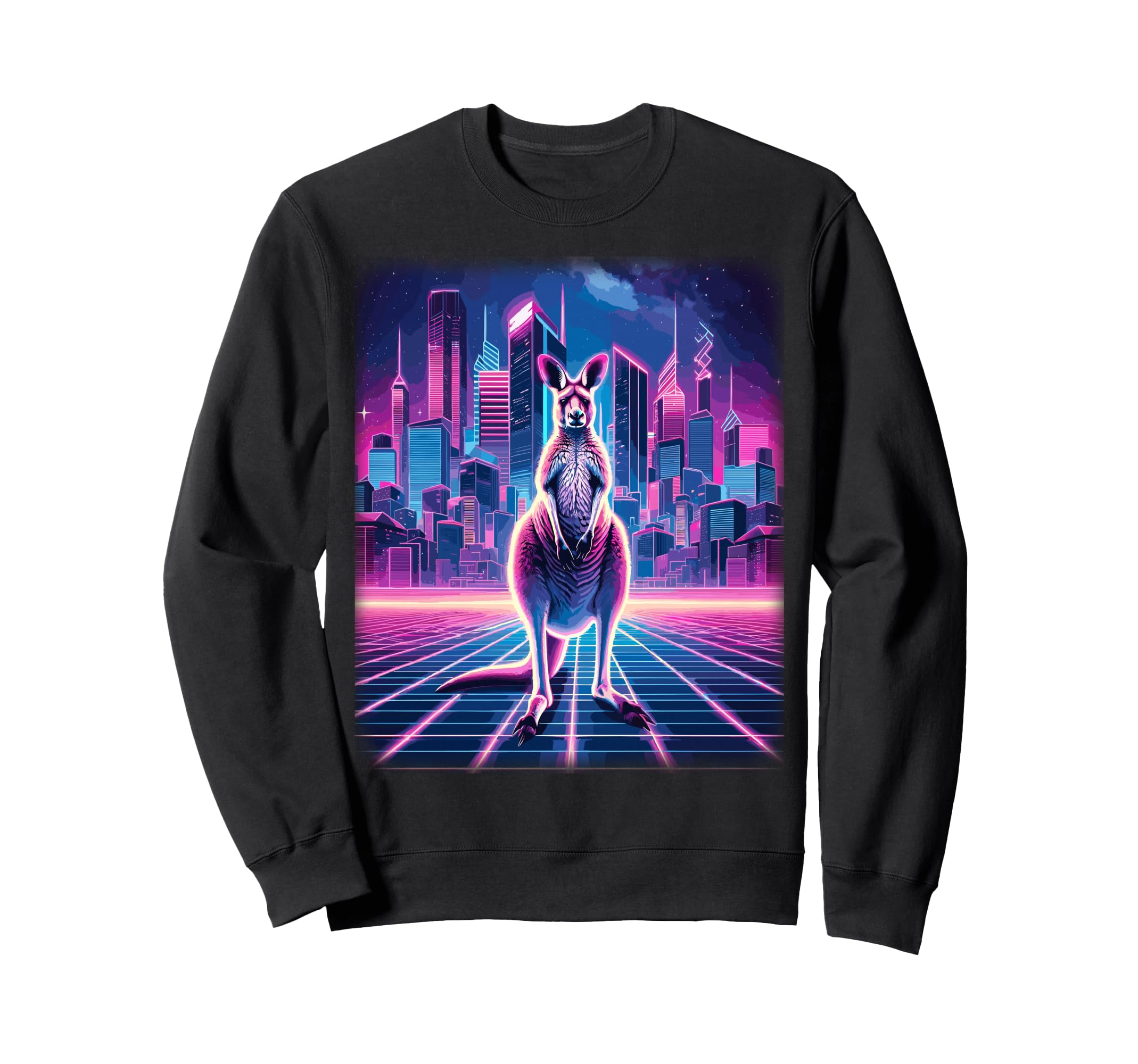 Synthwave Aesthetic Kangaroo Sweatshirt - Casual Everyday Wear Men Women - T-Shirt, Sweatshirt, Hoodie