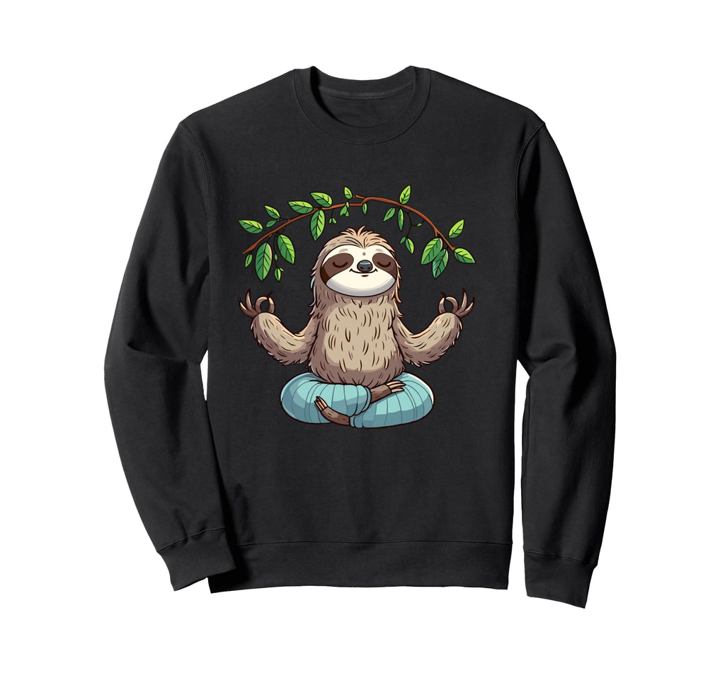 Meditation Sloth Yoga Pose Sweatshirt - Minimalist Print for Adults - T-Shirt, Sweatshirt, Hoodie