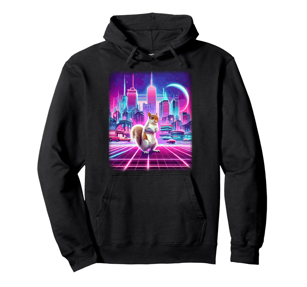 Synthwave Aesthetic Squirrel Lover Stuff Hoodie - Minimalist Print Unisex - T-Shirt, Sweatshirt, Hoodie