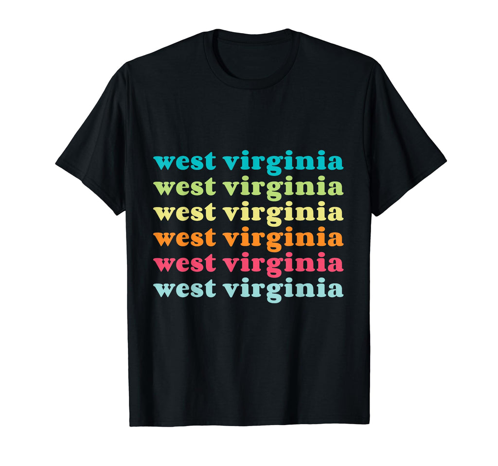 West Virginia Colorful Repeating Text T-Shirt - Novelty Apparel for Adults - T-Shirt, Sweatshirt, Hoodie