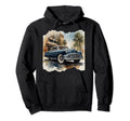 Blue Car Watercolor Art Hoodie - Fun Novelty Design for Adults - T-Shirt, Sweatshirt, Hoodie