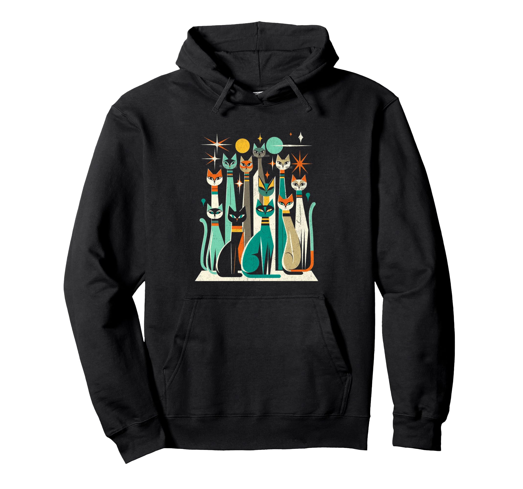 Mid Century Long Neck Cats 50S 60S Hoodie - Streetwear Style Men Women - T-Shirt, Sweatshirt, Hoodie