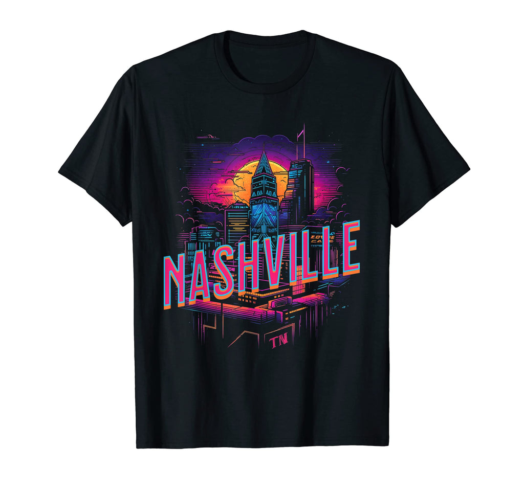 Nashville Synthwave Downtown 80S T-Shirt - Aesthetic Graphic Men Women - T-Shirt, Sweatshirt, Hoodie